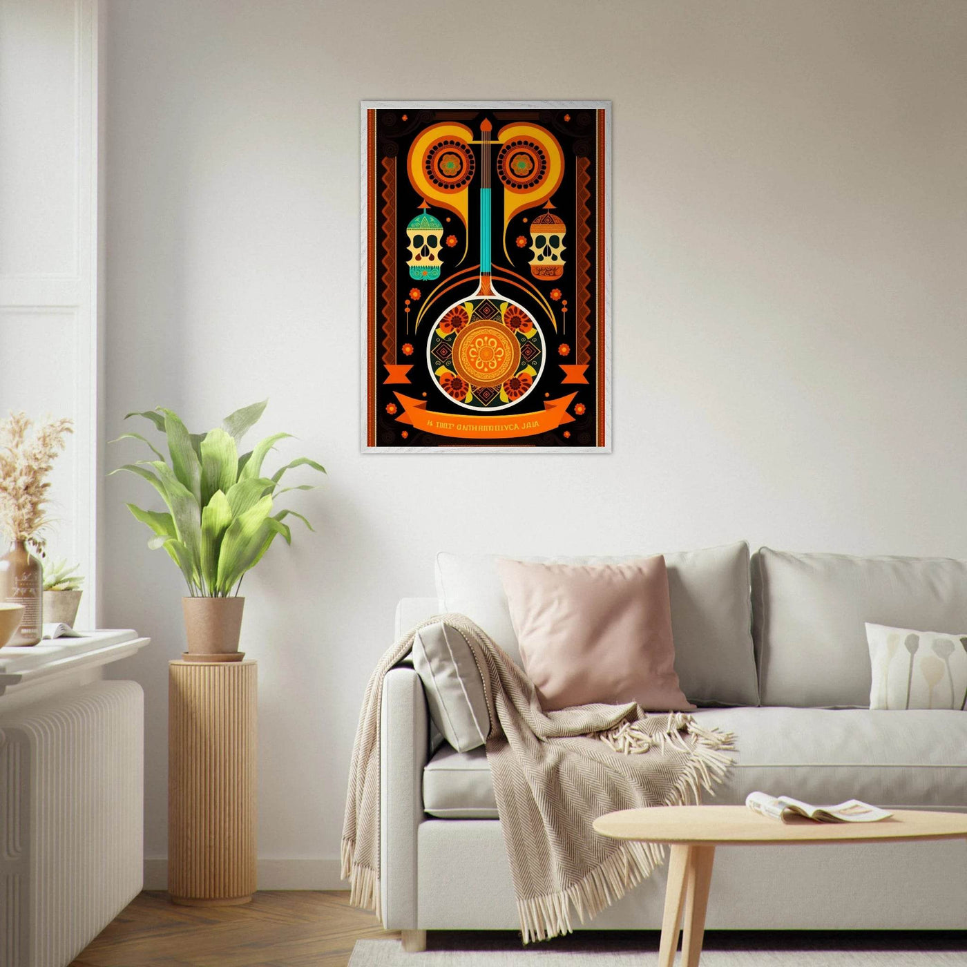 Vibrant Day of the Dead Guitar - Vibrantwalls