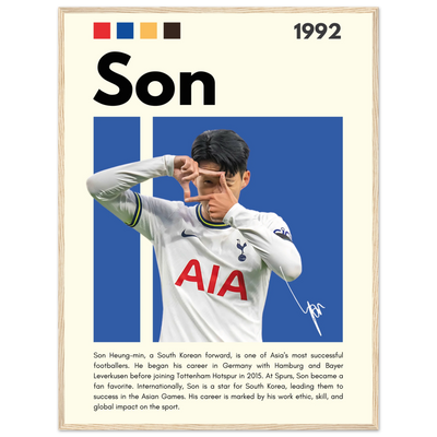 Son Heung-min Tottenham Hotspur Framed Football Poster 60x80 cm 24x32″ Wood frame Vibrantwalls