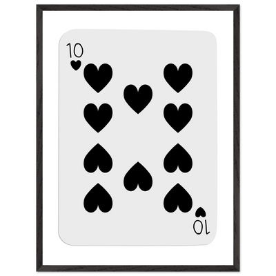 Minimalist Ten of Hearts Poker Card Print - Mounted Framed Eco-Friendly Wall Art for Game Rooms & Modern Decor - Vibrantwalls