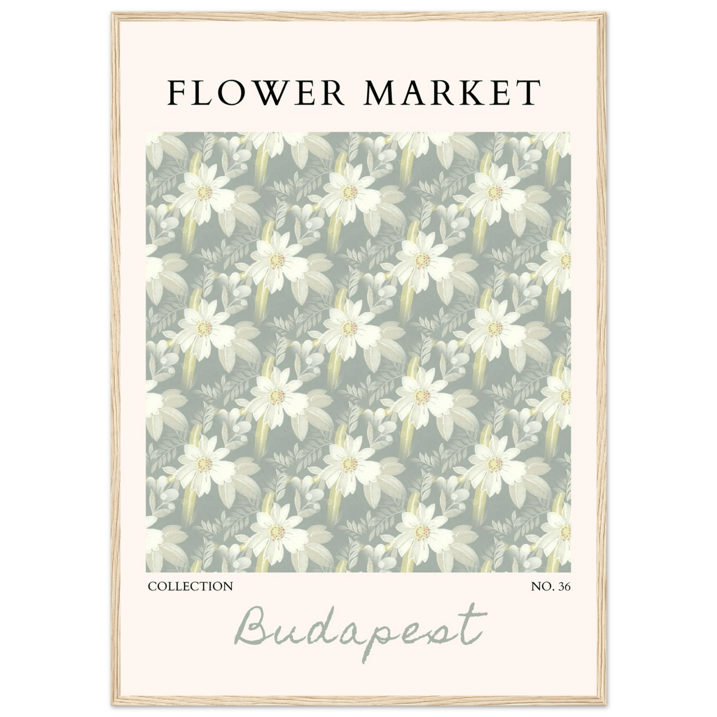 Budapest Flower Market Framed Poster – Elegant Botanical Art Print in Sage Green | Ready-to-Hang Wall Decor - Vibrantwalls
