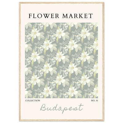 Budapest Flower Market Framed Poster – Elegant Botanical Art Print in Sage Green | Ready-to-Hang Wall Decor - Vibrantwalls