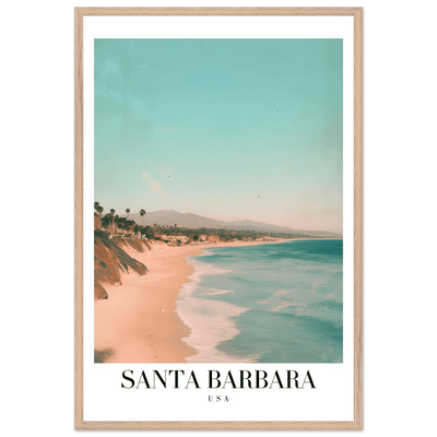 Santa Barbara USA Framed Poster – Pastel Beach Travel Wall Art in Your Choice of Frame - Vibrantwalls