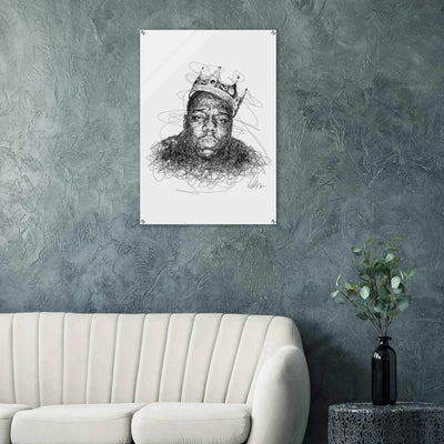 Notorious B.I.G. Scribble Art Acrylic Print – Iconic, Modern, Durable Wall Decor for Any Space - Vibrantwalls