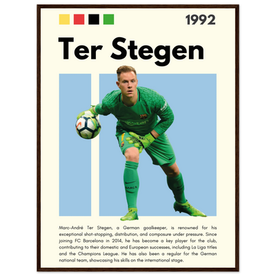 Marc-André Ter Stegen FC Barcelona Goalkeeper Framed Poster – Minimalist Football Art Print 60x80 cm 24x32″ Dark wood frame Vibrantwalls