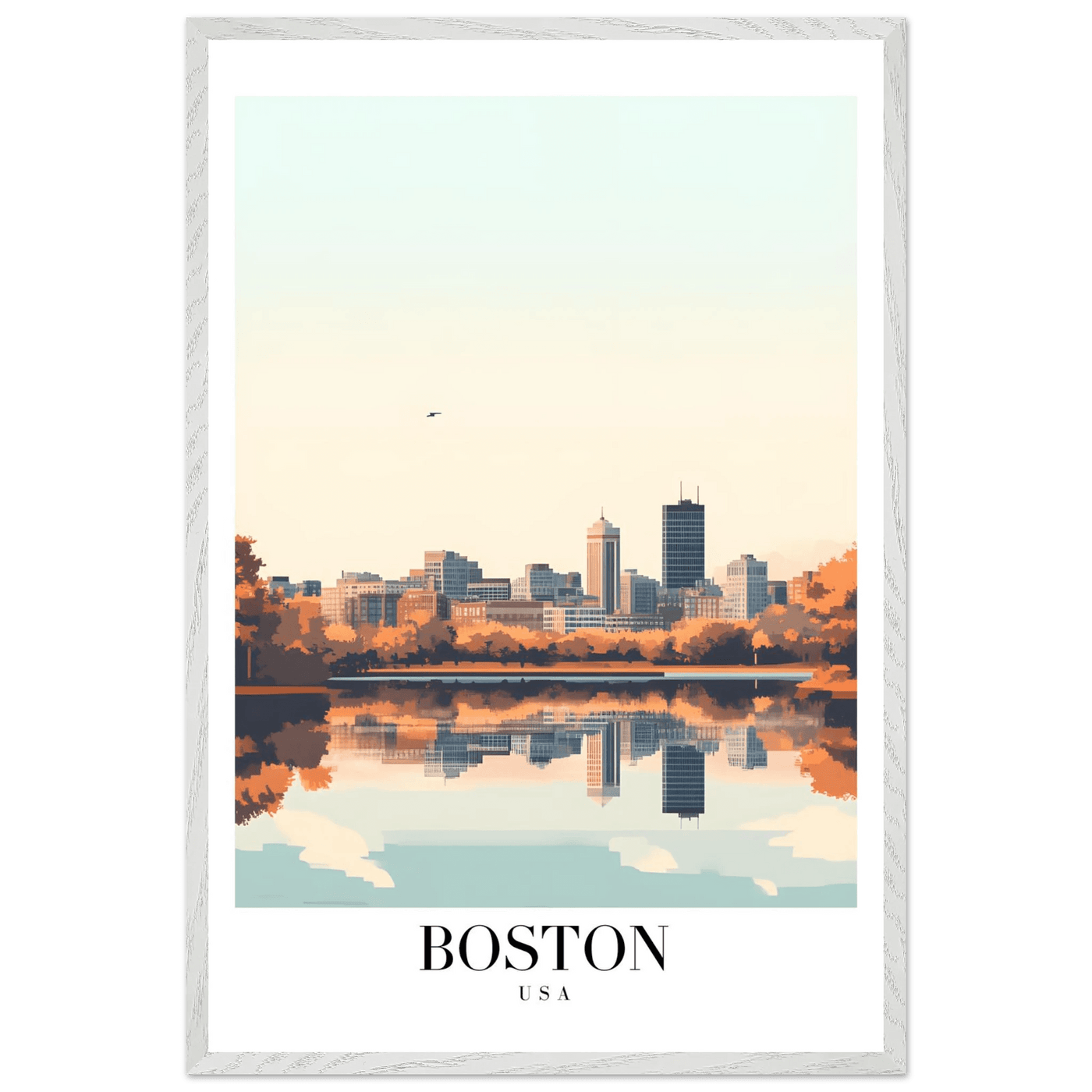 Boston Cityscape Framed Poster – Modern Travel Wall Art with Wooden Frame & Multiple Sizes - Vibrantwalls