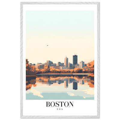 Boston Cityscape Framed Poster – Modern Travel Wall Art with Wooden Frame & Multiple Sizes - Vibrantwalls