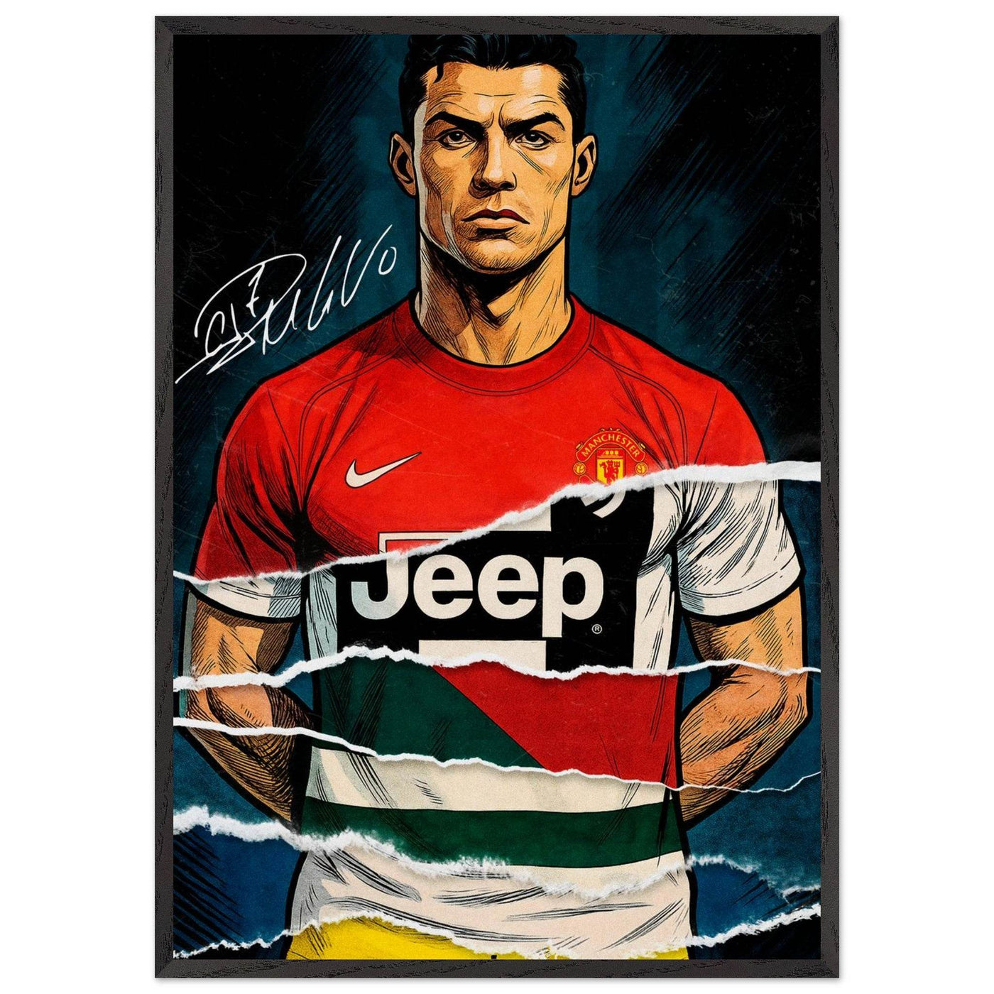 Cristiano Ronaldo Pop Art Mounted Framed Poster – Iconic, Ready to Hang, Eco-Friendly - Vibrantwalls