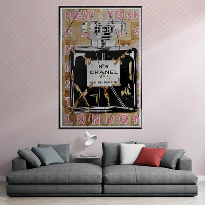 Chanel No. 5 Abstract Luxury Perfume Art Print – Premium Framed Pop Art for Modern Interiors - Vibrantwalls