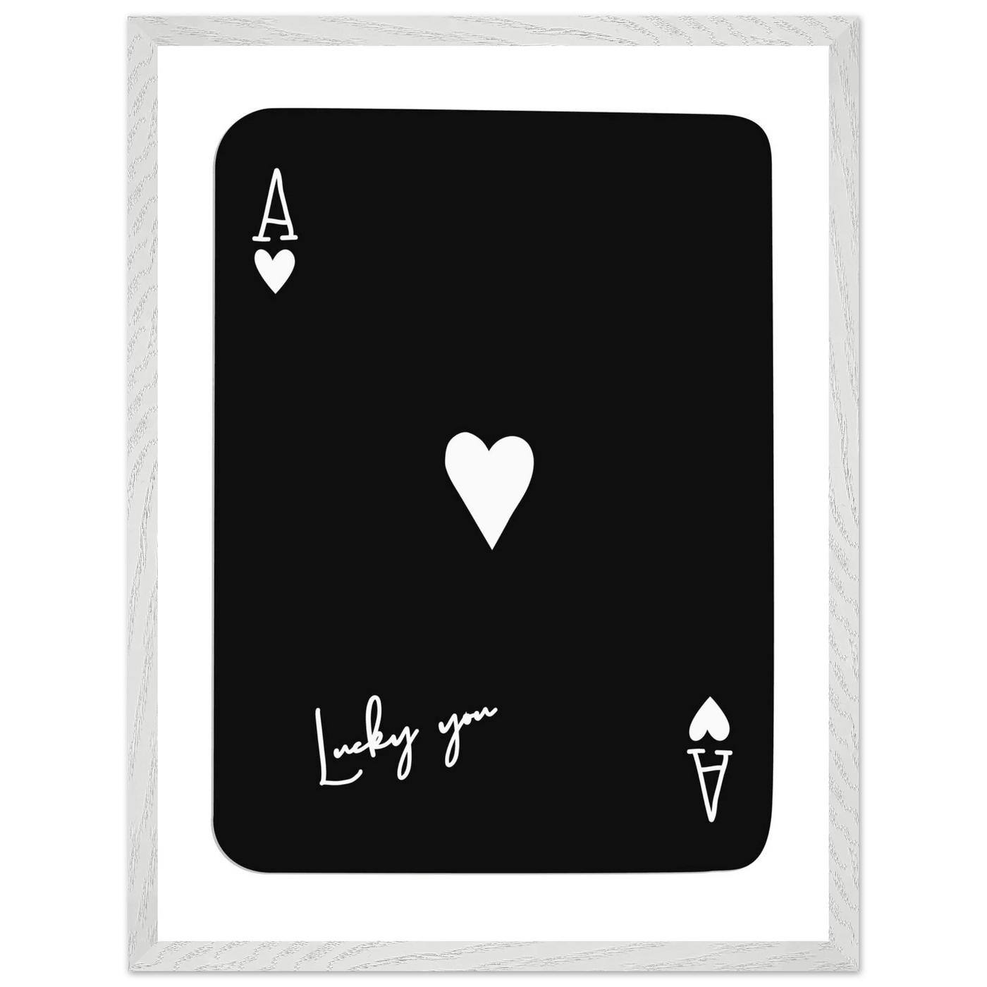 Minimalist Ace of Hearts Poker Card Print - Lucky You Framed Poster Art, Eco-Friendly Wood Frame - Vibrantwalls