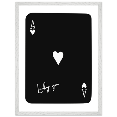 Minimalist Ace of Hearts Poker Card Print - Lucky You Framed Poster Art, Eco-Friendly Wood Frame - Vibrantwalls
