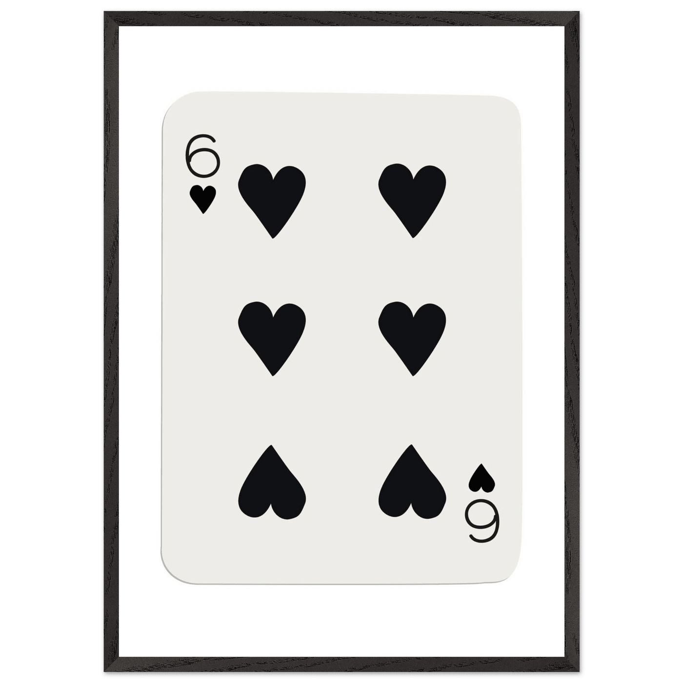 Six of Hearts Poker Card Print - Mounted Framed Poster Art, Eco-Friendly Wood Frame in Your Choice of Frame & Size - Vibrantwalls
