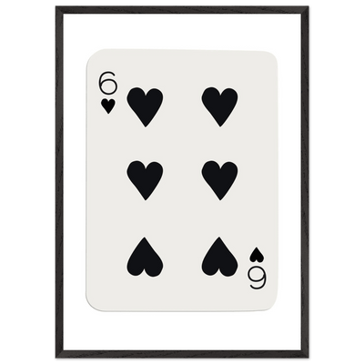 Six of Hearts Poker Card Print - Mounted Framed Poster Art, Eco-Friendly Wood Frame in Your Choice of Frame & Size - Vibrantwalls