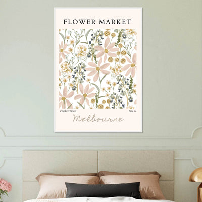 Flower Market Melbourne Framed Poster – Blush Floral & Sage Green Art Print | Ready-to-Hang Wall Decor - Vibrantwalls