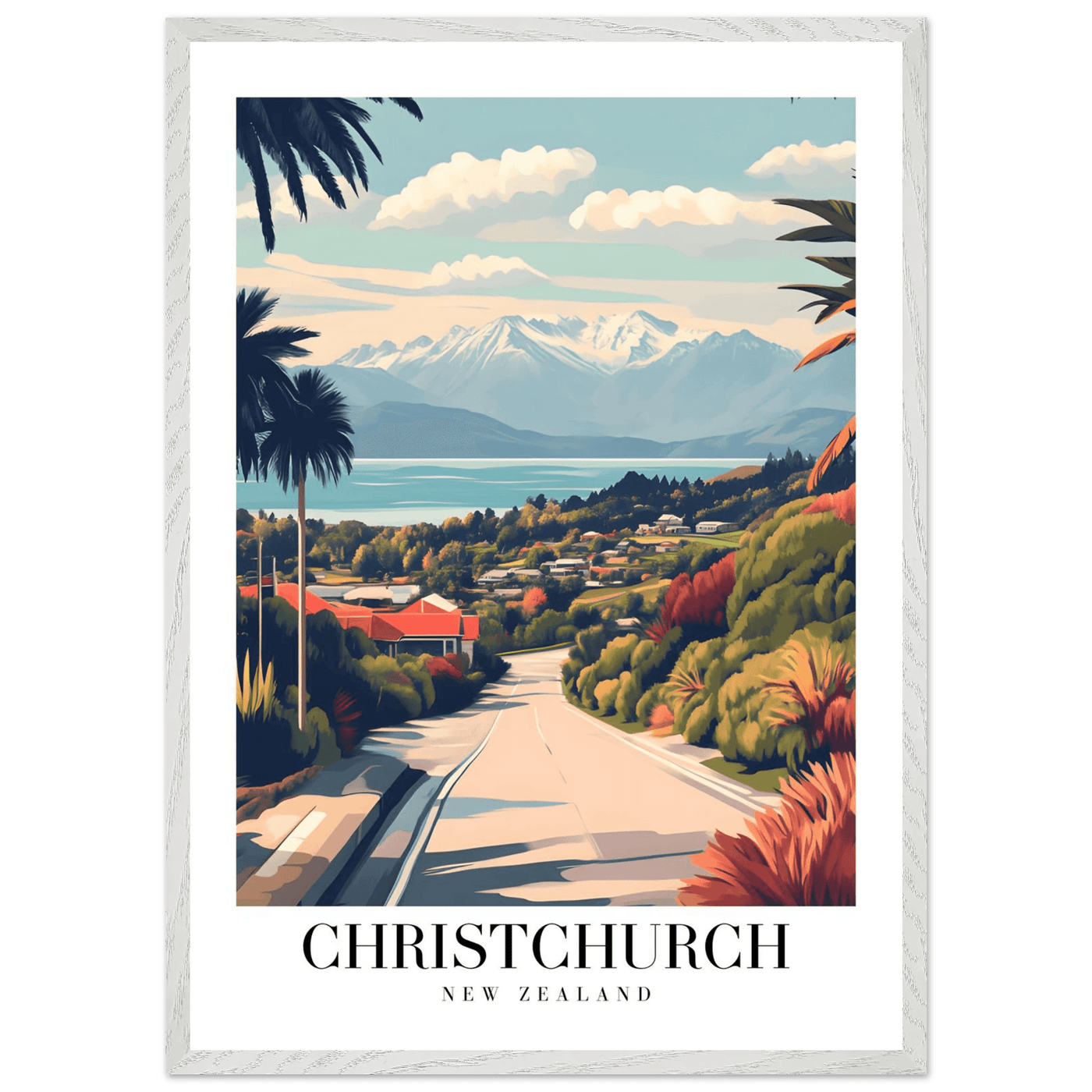 Christchurch New Zealand Framed Poster – Vintage Travel Wall Art with Wooden Frame - Vibrantwalls