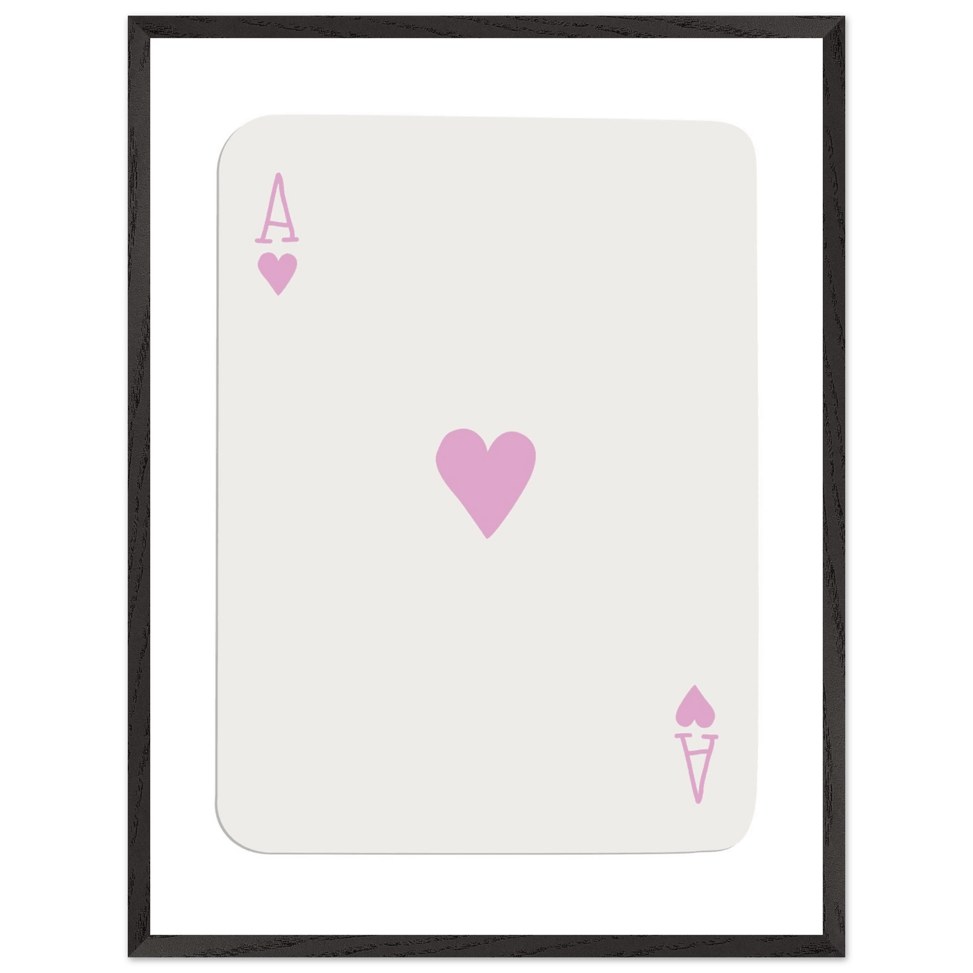 Minimalist Ace of Hearts Poker Card Print - Mounted Framed Poster Art, Eco-Friendly Wood Frame - Vibrantwalls