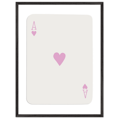 Minimalist Ace of Hearts Poker Card Print - Mounted Framed Poster Art, Eco-Friendly Wood Frame - Vibrantwalls