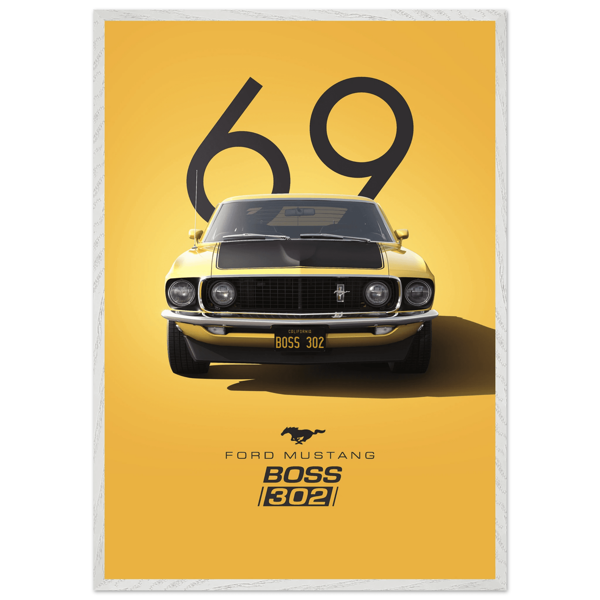 1969 Ford Mustang Boss 302 Mach 1 Muscle Car Classic Wall Art - Vibrantwalls