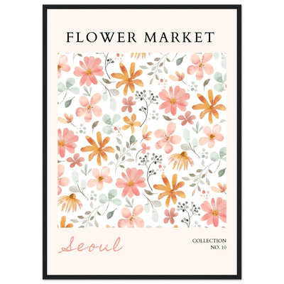 Seoul Flower Market Framed Poster – Delicate Watercolor Blooms & Botanical Art Print | Ready-to-Hang - Vibrantwalls