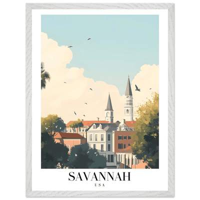 Savannah USA Framed Poster – Charming Cityscape Art with Wooden Frame - Vibrantwalls