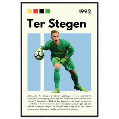 Marc-André Ter Stegen FC Barcelona Goalkeeper Framed Poster – Minimalist Football Art Print 60x90 cm 24x36″ Black frame Vibrantwalls