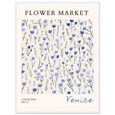 Venice Flower Market Framed Poster – Serene Blue Floral Art Print | Ready-to-Hang Wall Decor - Vibrantwalls