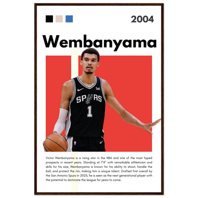 Victor Wembanyama Wemby Spurs Modern Art Print 60x90 cm 24x36″ Dark wood frame Vibrantwalls