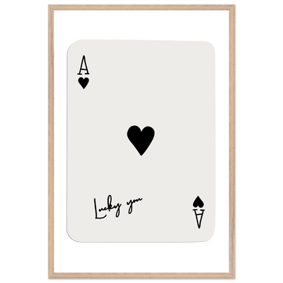 Lucky Ace of Hearts Framed Poster Art - Playful Poker Card Print in Eco-Friendly Wood Frame - Vibrantwalls