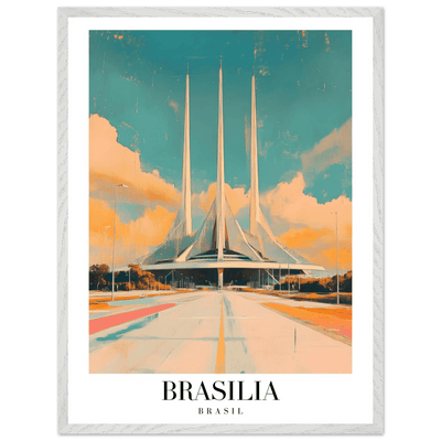 Brasília Brasil Mid-Century Modern Framed Poster – Vintage Travel Art with Wooden Frame - Vibrantwalls