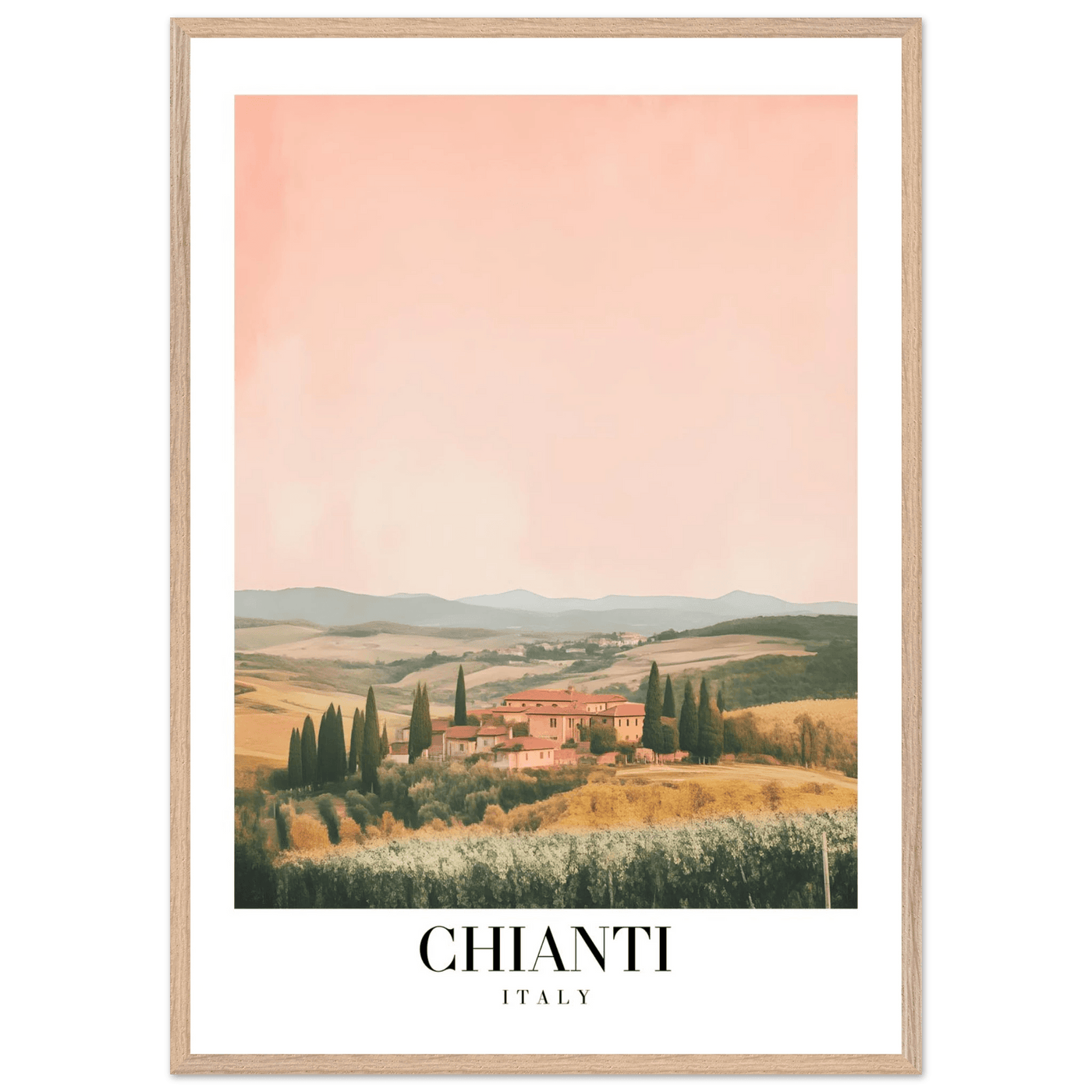 Chianti, Italy Framed Poster – Vintage Tuscan Countryside Wall Art with Customizable Wooden Frame - Vibrantwalls