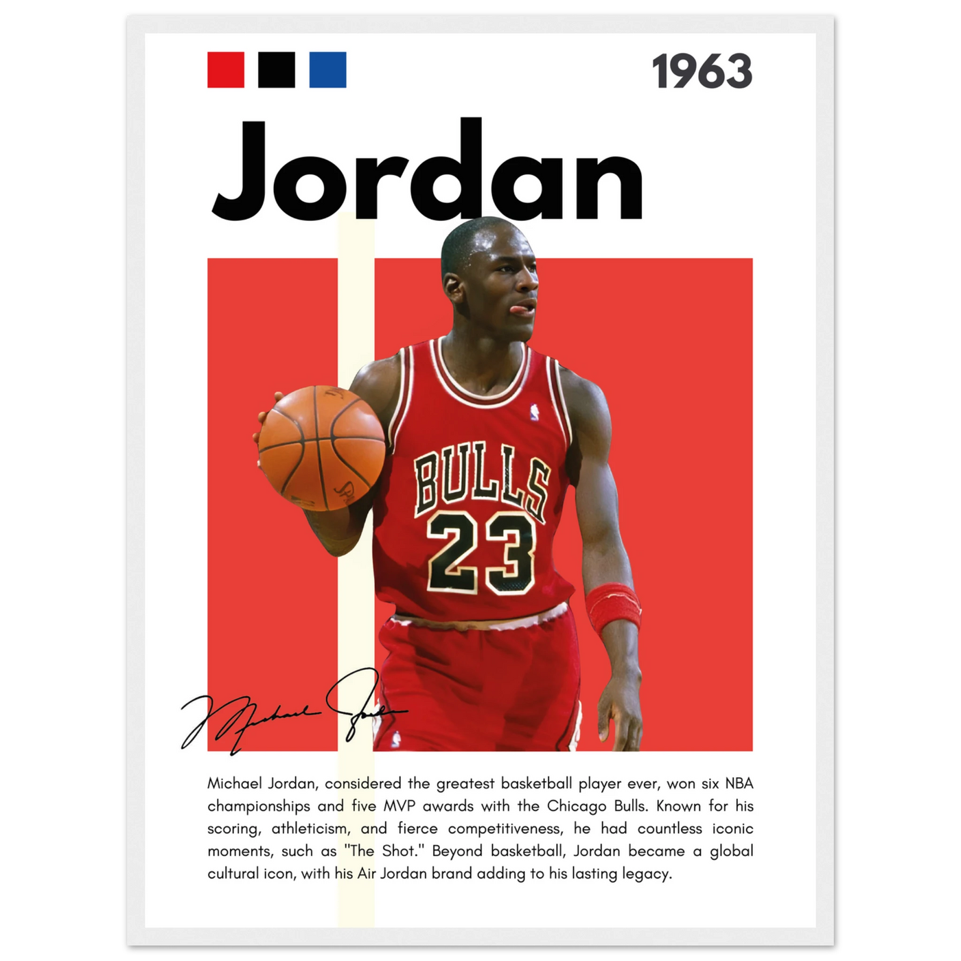 Michael Jordan Air Jordan Bulls Retro Print 45x60 cm 18x24″ White frame Vibrantwalls