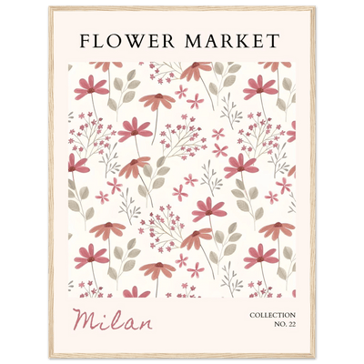 Milan Flower Market Framed Poster – Blush & Sage Floral Art Print | Ready-to-Hang Wall Decor - Vibrantwalls