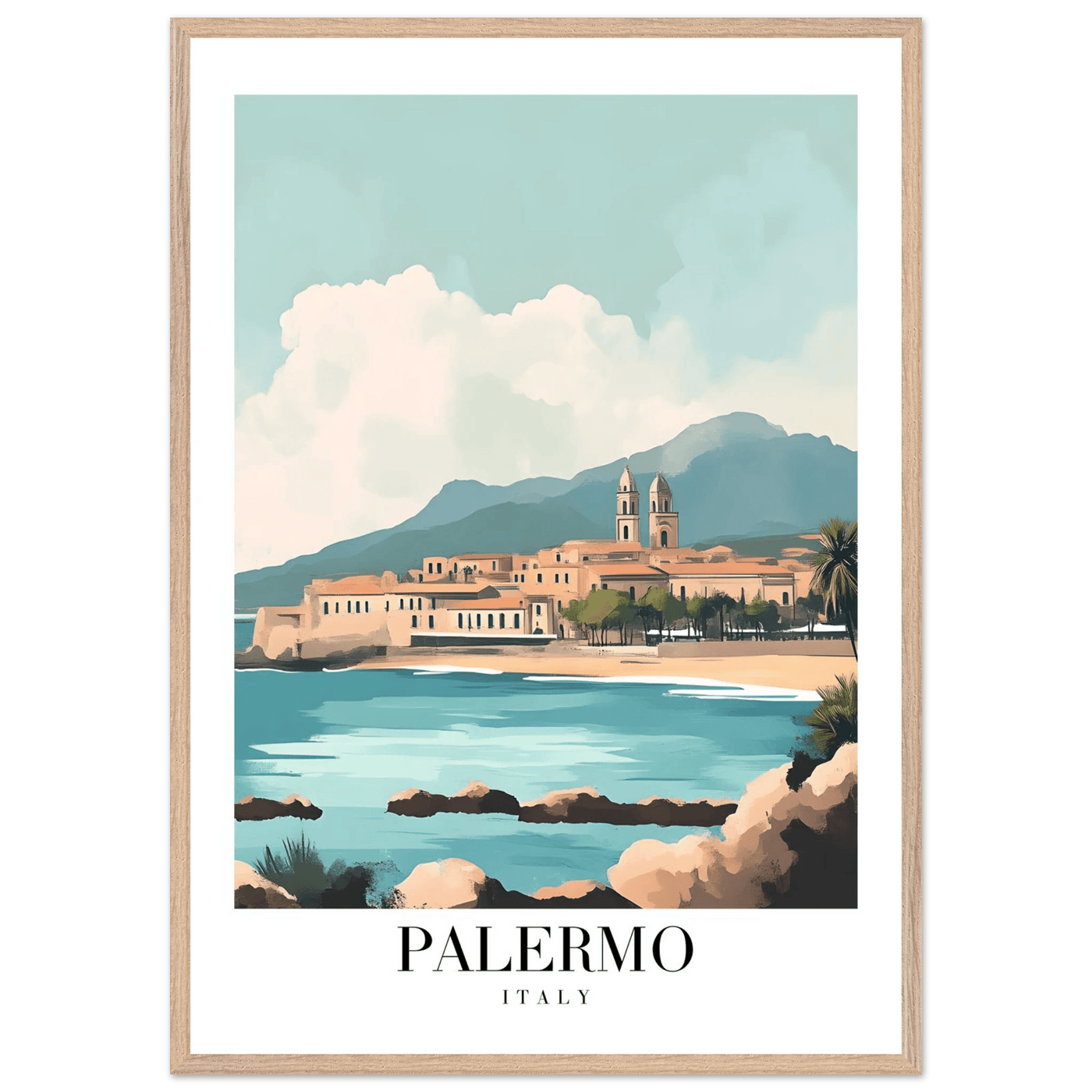 Palermo Italy Framed Poster – Vintage Mediterranean Travel Wall Art in Your Choice of Frame - Vibrantwalls