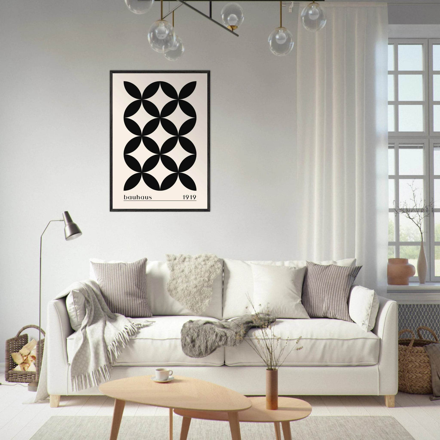Bauhaus 1919 Black & Beige Circles - Vibrantwalls