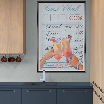 Retro Diner Cocktail "Guest Check" Vibrantwalls