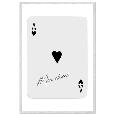 Ace of Hearts 'Mon Cheri' Art Print - Framed Poker Card Poster, Eco-Friendly Wood Frame - Vibrantwalls