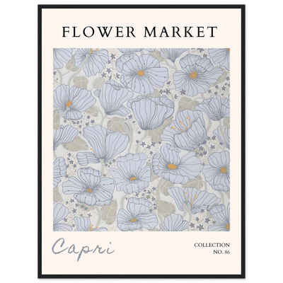 Capri Flower Market Framed Poster – Serene Floral Art Print in Cool Tones | Ready-to-Hang Wall Decor - Vibrantwalls