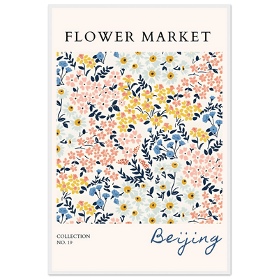 Flower Market Beijing Framed Poster – Whimsical Floral Art Print in Pastel Hues | Ready-to-Hang Wall Decor - Vibrantwalls