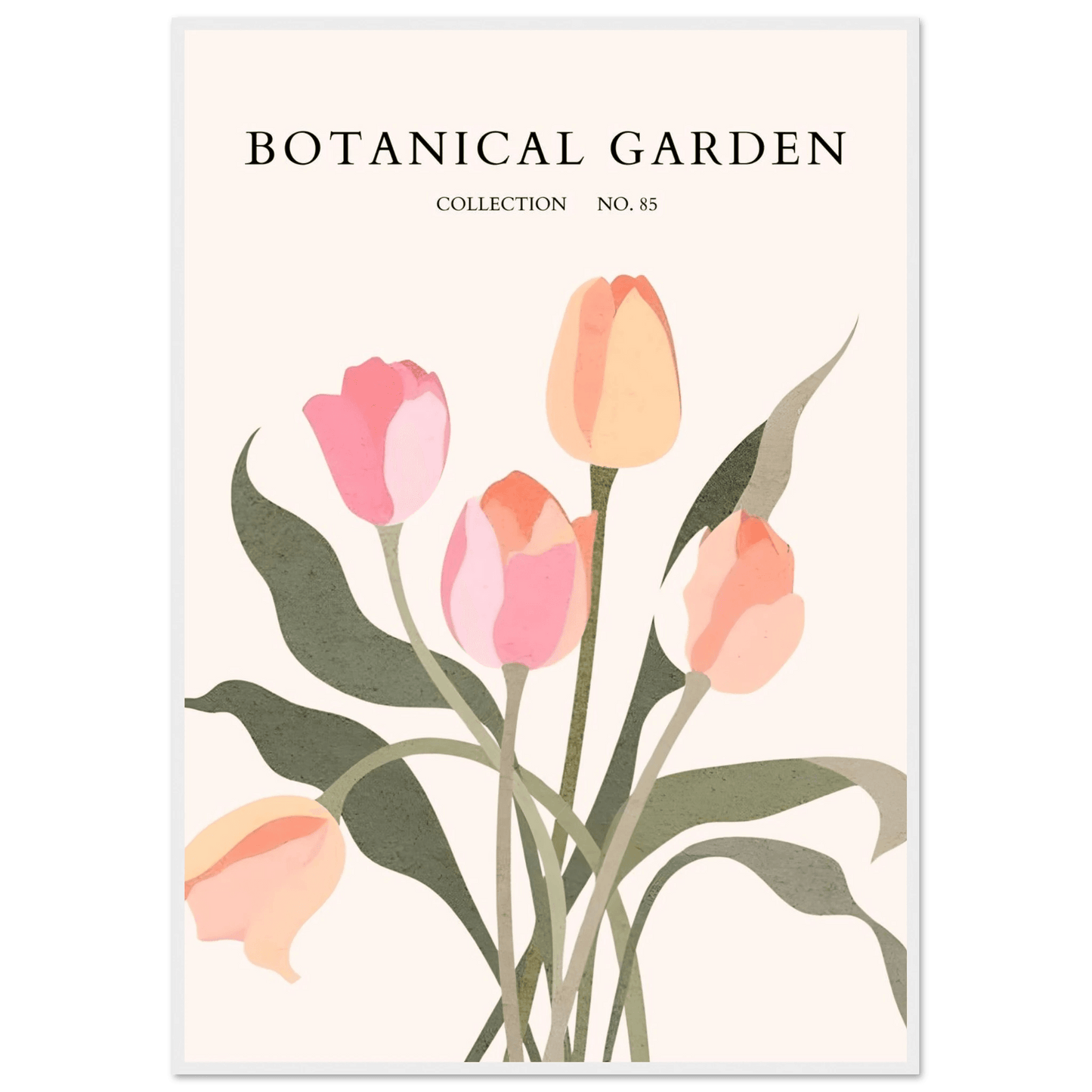 Botanical Garden Framed Posters – Soft Tulip Hues & Abstract Nature Art Prints | Ready-to-Hang in Your Choice of Frame - Vibrantwalls