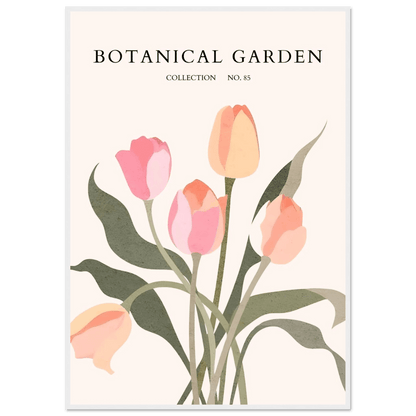 Botanical Garden Framed Posters – Soft Tulip Hues & Abstract Nature Art Prints | Ready-to-Hang in Your Choice of Frame - Vibrantwalls