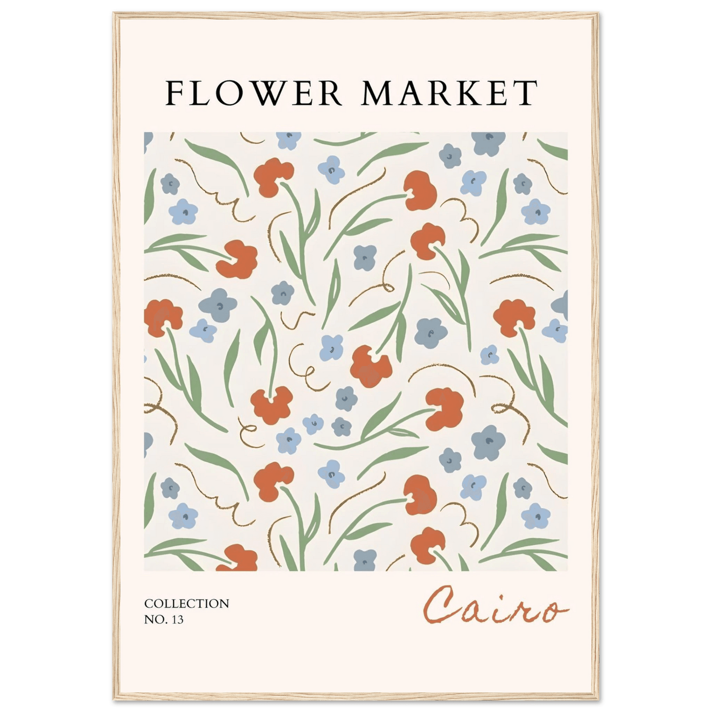 Flower Market Cairo Framed Poster – Abstract Floral Art Print | Earthy Tones & Ready-to-Hang Decor - Vibrantwalls