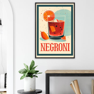 Retro Negroni Cocktail Recipe Art Print - Vibrantwalls