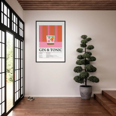 Gin Tonic Cocktail Recipe Minimalist Design Print - Vibrantwalls