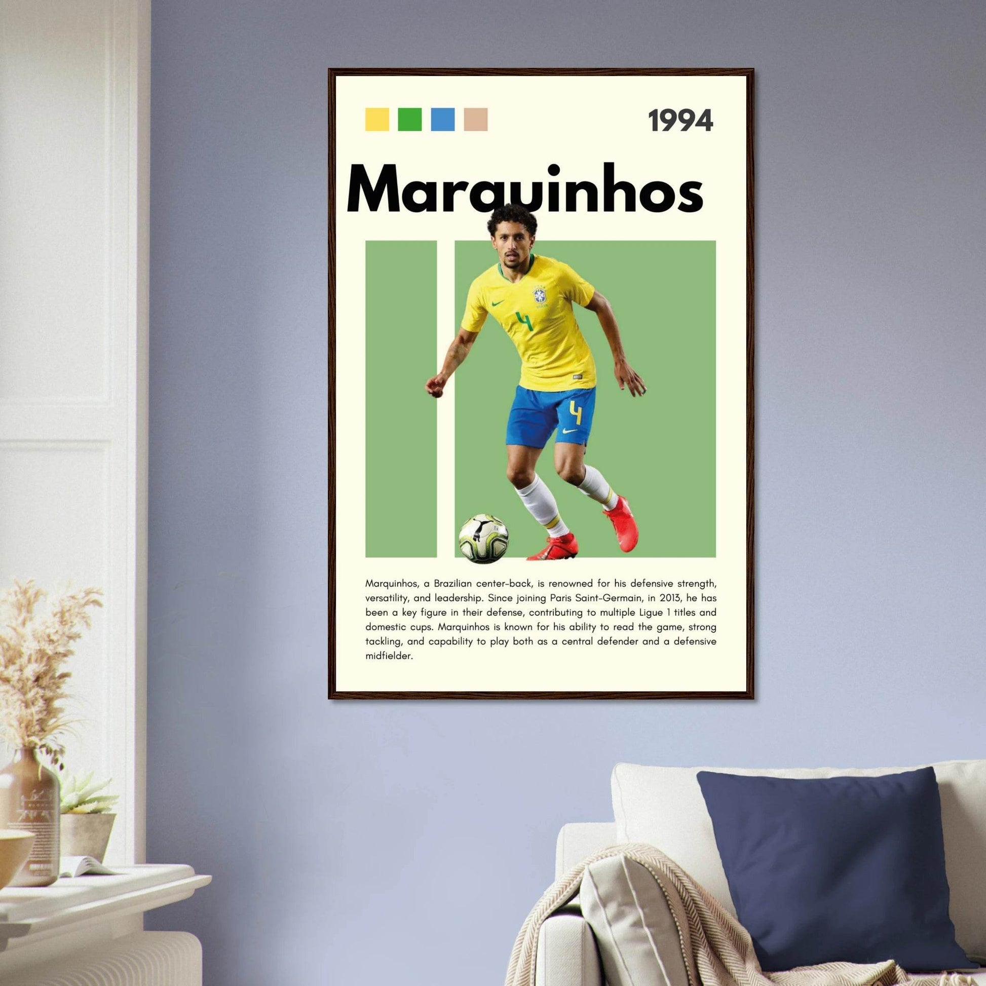 Marquinhos Brazil Football Legends Poster Wall Art - Vibrantwalls
