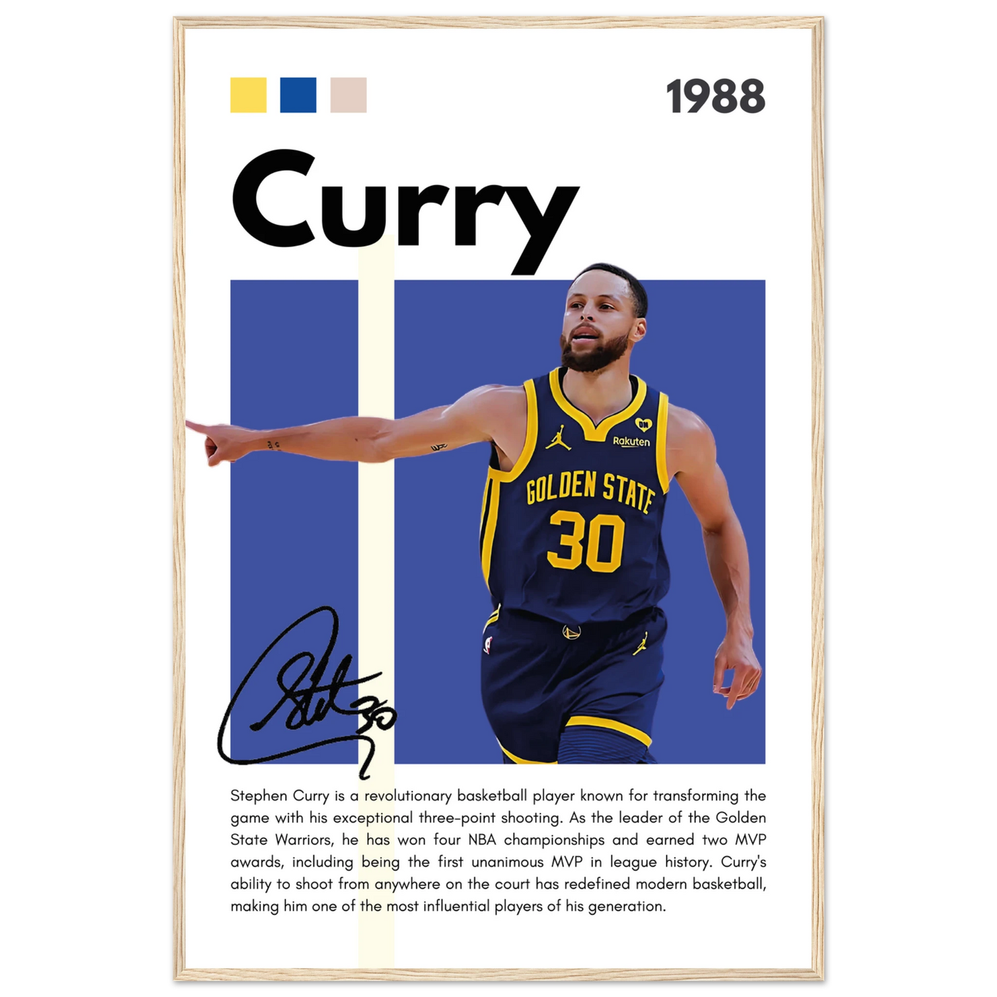 Stephen Curry Chef Curry Warriors Framed Poster 60x90 cm 24x36″ Wood frame Vibrantwalls