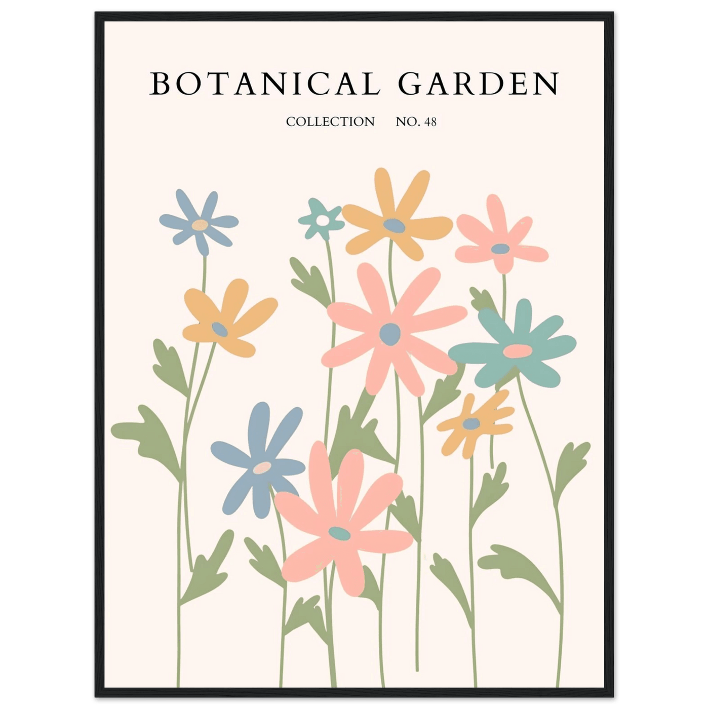 Botanical Garden Framed Poster – Whimsical Pastel Floral Art Print | Ready-to-Hang Wall Decor - Vibrantwalls