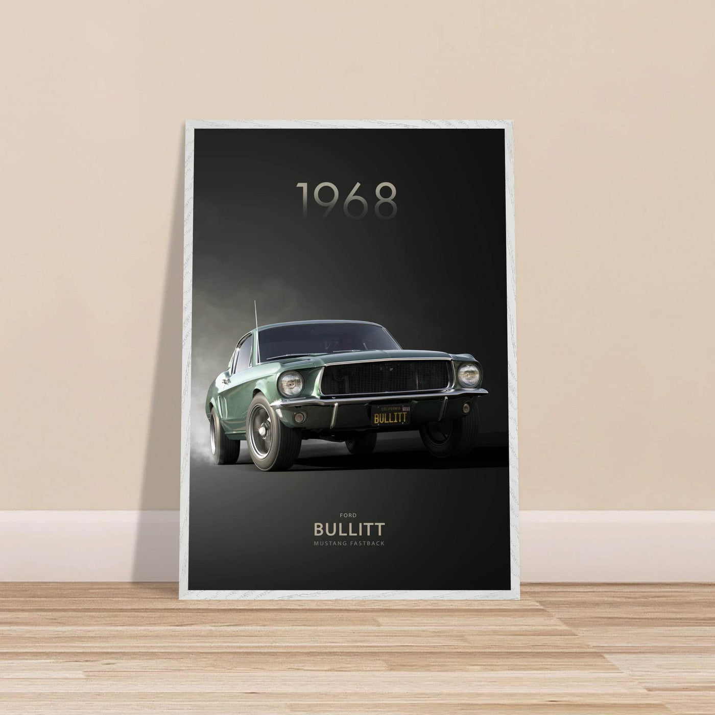 1968 Bullitt Mustang GT - 50th Anniversary Framed Poster | Iconic Green, Ready-to-Hang, Premium Quality - Vibrantwalls