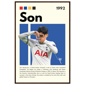 Son Heung-min Tottenham Hotspur Framed Football Poster 60x90 cm 24x36″ Dark wood frame Vibrantwalls
