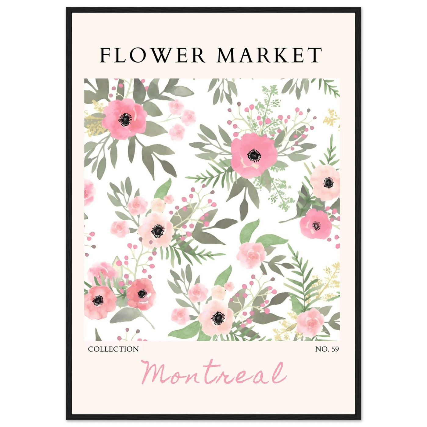 Flower Market Collection: Montreal – Whimsical Floral Art Prints | Ready-to-Hang Framed Posters - Vibrantwalls