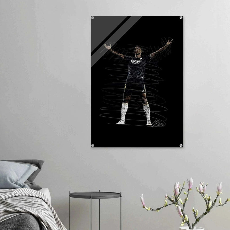 Football Legend Acrylic Print – Dynamic Sketch Art for Modern Sports Fans - Vibrantwalls