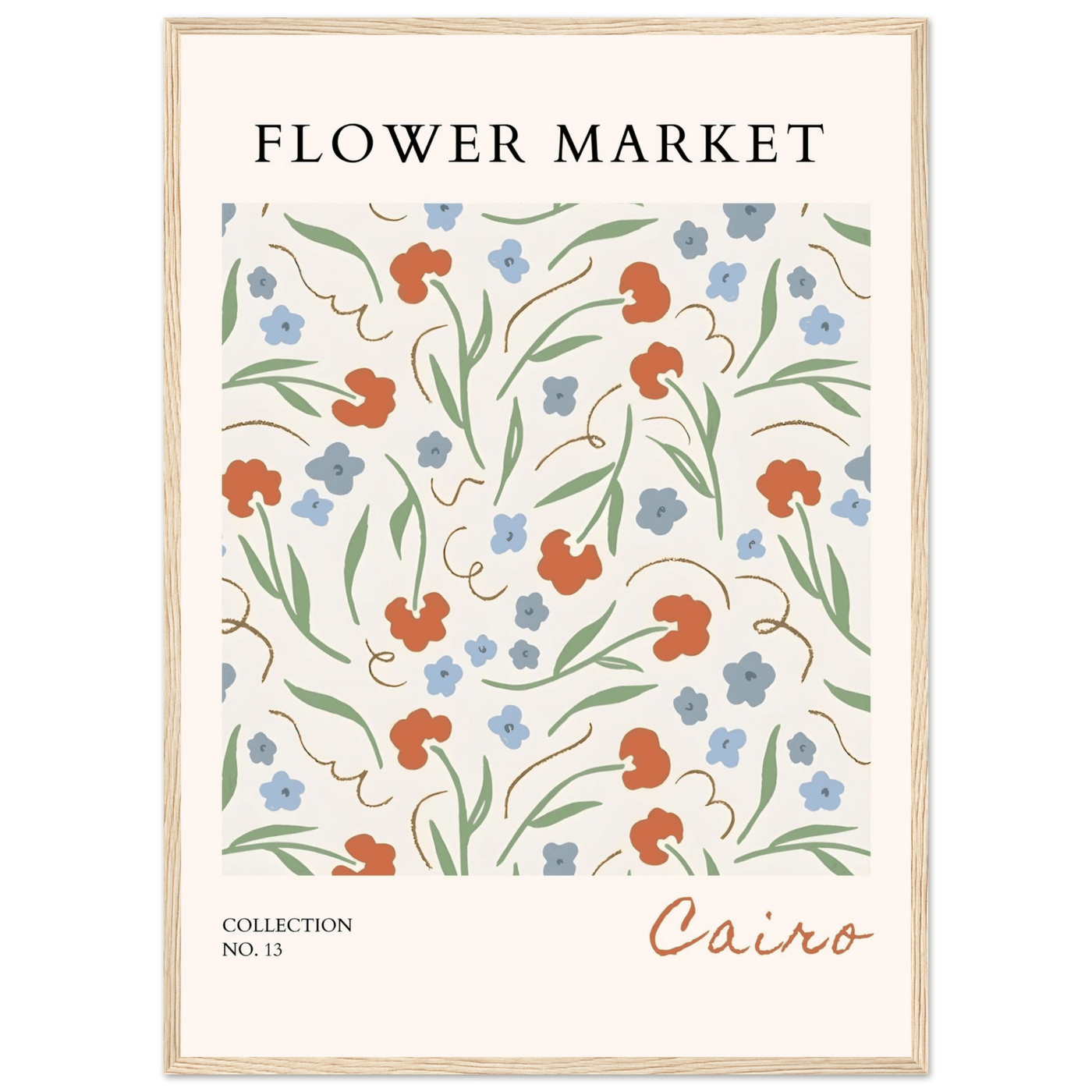 Flower Market Cairo Framed Poster – Abstract Floral Art Print | Earthy Tones & Ready-to-Hang Decor - Vibrantwalls